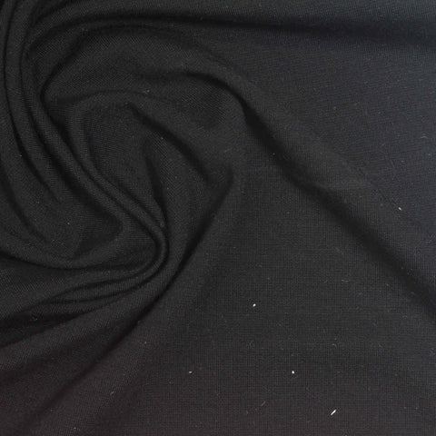 Viscose Nylon Stretch Ponte Knit Fabric, 250 gsm, 150 cm — Black
