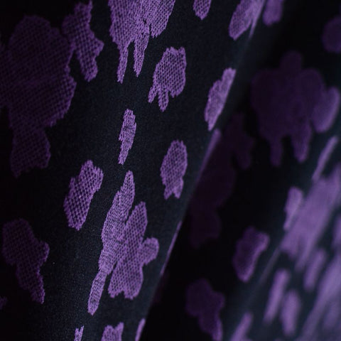 Purple Abstract-Floral Jacquard, Cotton-Poly