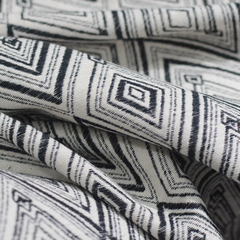 Black Geometric-Diamond Woven, Cotton-Poly