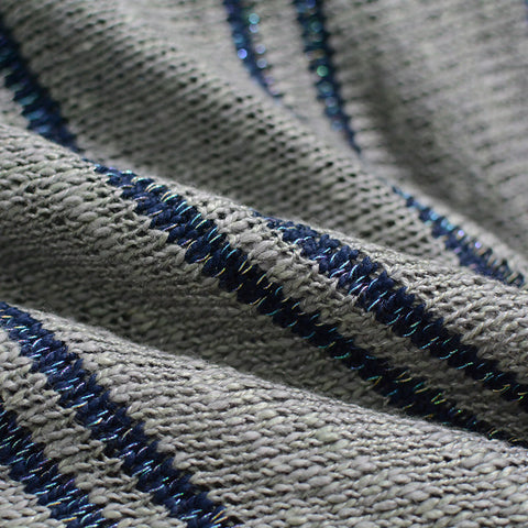 Dark Blue Vertical-Stripe Chunky Knit, Cotton-Acrylic