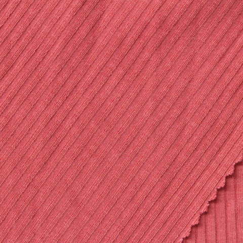 Polyester Viscose Stretch Rib Knit Fabric, 280 gsm, 132 cm — Pink