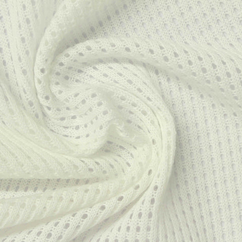 White Eyelet Rib Knit, Polyester