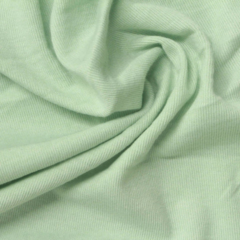 Polyester Viscose Blend Stretch Rib Knit Fabric, 187 gsm, 184 cm — Green