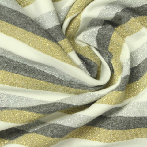 Grey Horizontal-Stripe Knit, Metallic-Poly