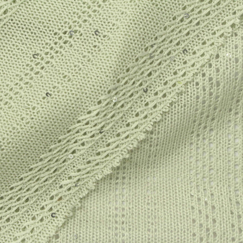 Pale Green Vertical-Eyelet Pointelle Knit, Polyester