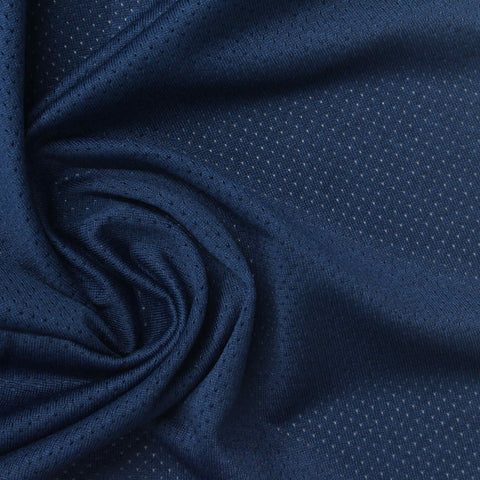 Polyester Stretch Birdseye Knit Fabric, 130 gsm, 153 cm — Navy