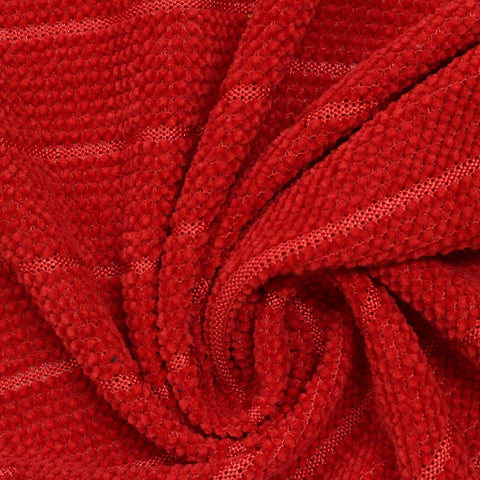 Red Horizontal-Stripe Chenille, Polyester