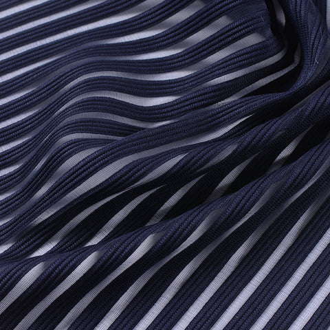Navy Stripe Mesh, Polyester