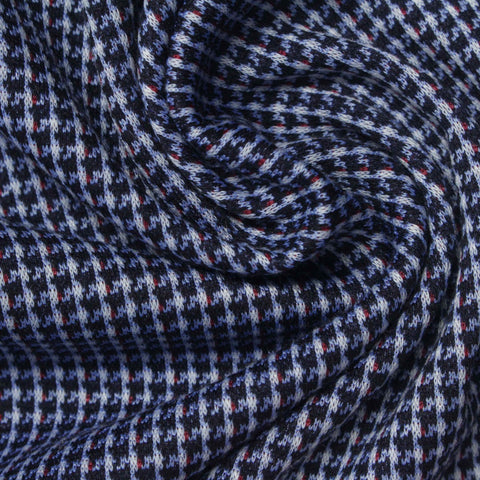 Navy Houndstooth Jacquard, Polyester
