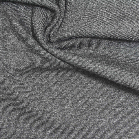 Grey Heathered-Marl Rib Knit, Viscose, 398 gsm
