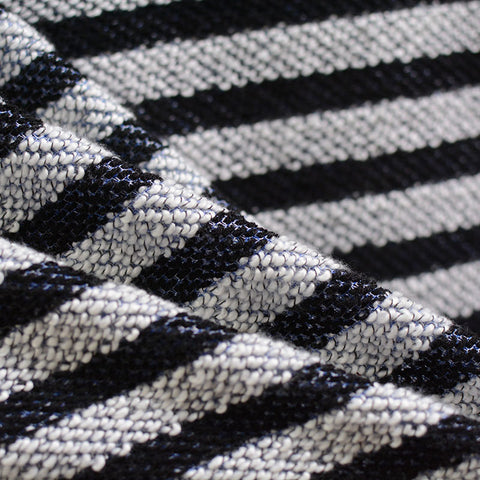 Black Horizontal-Stripe Chunky Knit, Cotton-Poly, 465 gsm