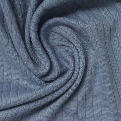 Blue Tone-on-Tone Diamond Pointelle Knit, Poly-Viscose, 210 gsm