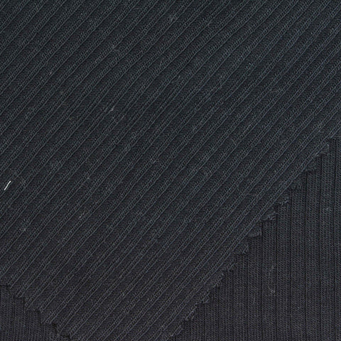 Viscose Stretch Rib Knit Fabric, 205 gsm, 160 cm — Navy