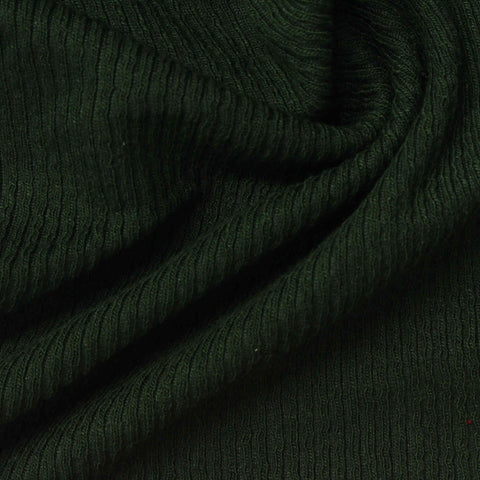 Dark Green Textured Rib Knit, Poly-Viscose