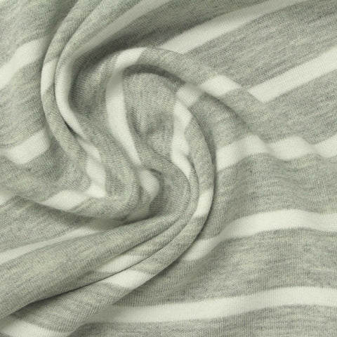 Grey Horizontal-Stripe French Terry, Poly-Viscose