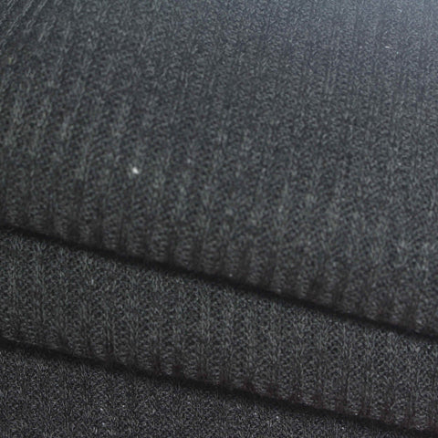Dark Grey Marl Rib Knit, Polyester, 229 gsm