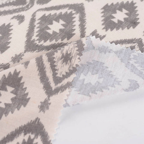 Grey Geometric-Ikat Jersey Knit, Polyester