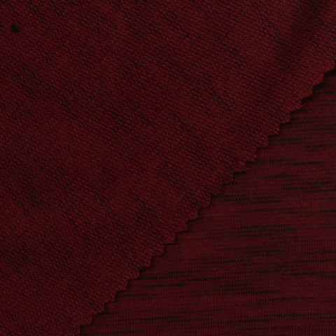 Dark Red Marl French Terry, Polyester, 190 gsm