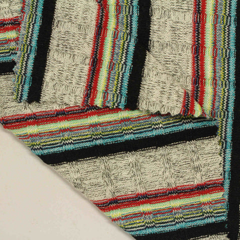 Black Vertical-Stripe Rib Knit, Poly-Viscose, 200 gsm
