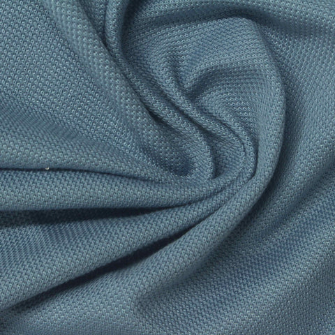 Cotton Polyester Piqué Knit Fabric, 215 gsm, 185 cm — Blue