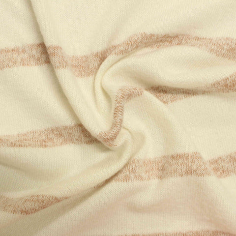 Light Brown Horizontal-Stripe Chunky Knit, Viscose-Poly