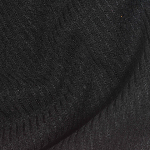 Black Ribbed Sherpa Fleece, Polyester