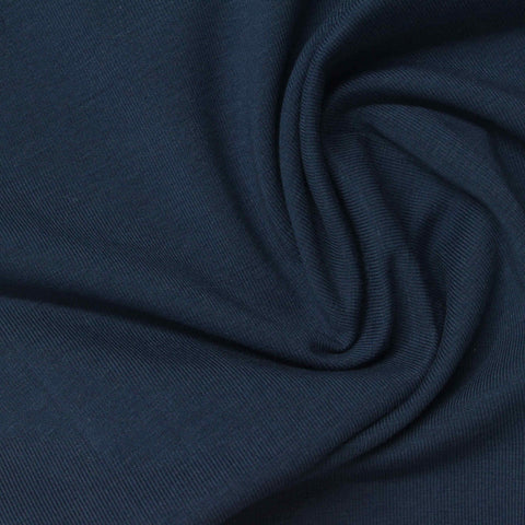 Cotton Stretch Jersey Knit Fabric, 215 gsm, 170 cm — Navy