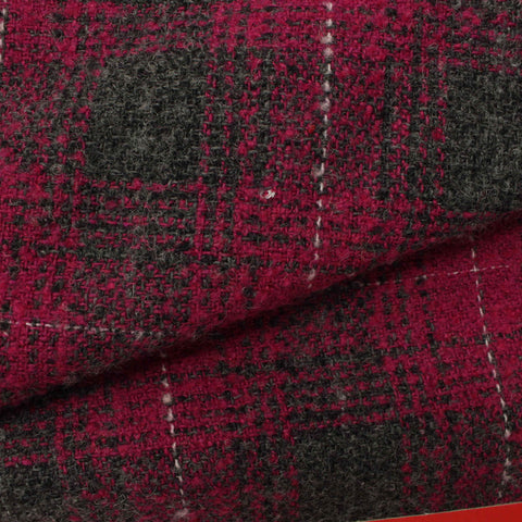 Red Plaid Rib Knit, Poly-Acrylic