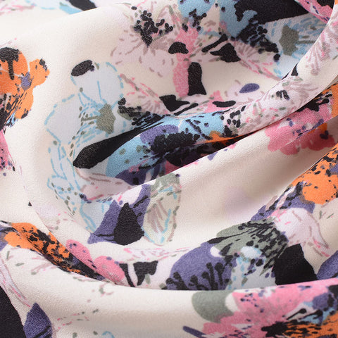 Orange Abstract-Floral Woven, Polyester
