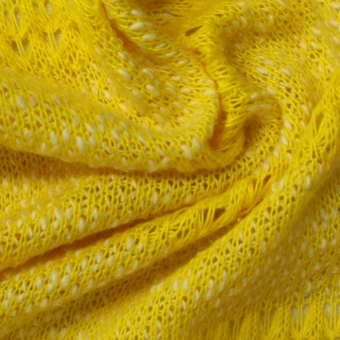 Yellow Openwork-Wave French Terry, Poly-Cotton