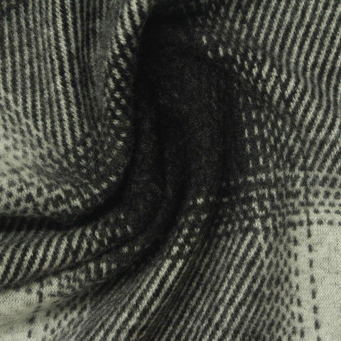Black Plaid Interlock Knit, Poly-Viscose, 325 gsm