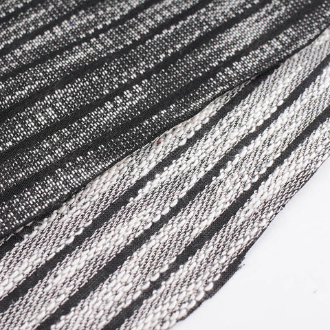 Black Vertical-Stripe Chunky Knit, Poly-Cotton, 190 gsm