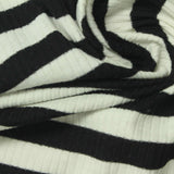 Black Horizontal-Stripe Rib Knit, Polyester — photo 2
