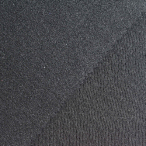 Brushed Polyester Cotton French Terry Fabric, 280 gsm, 185 cm — Grey