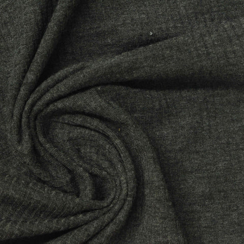 Dark Grey Marl Rib Knit, Poly-Viscose, 240 gsm