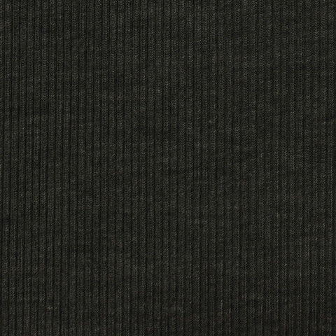 Dark Grey Marl Rib Knit, Poly-Viscose, 150 gsm