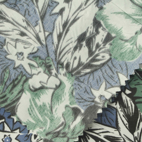 Blue Tropical-Leaf Woven