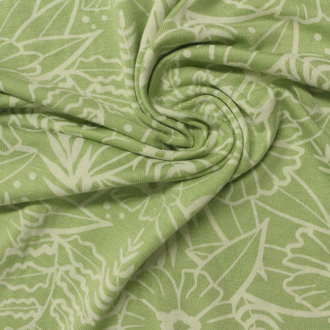 Light Green Floral Jersey Knit, Spandex