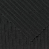 Polyester Viscose Stretch Rib Knit Fabric, 240 gsm, 155 cm — Black — photo 2