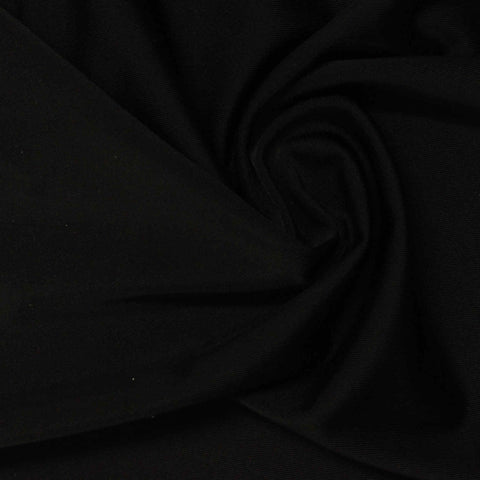 Polyester Stretch Warp Knit Fabric, 215 gsm, 153 cm — Black