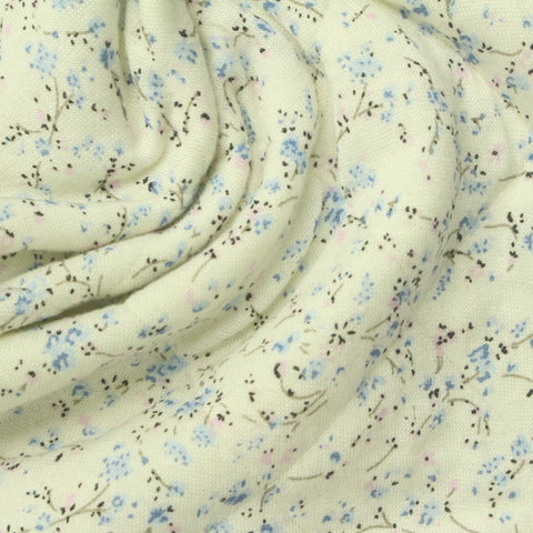 Blue Floral French Terry, Poly-Viscose