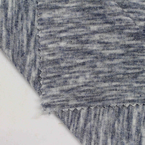 Blue Marl Rib Knit, Poly-Viscose, 232 gsm