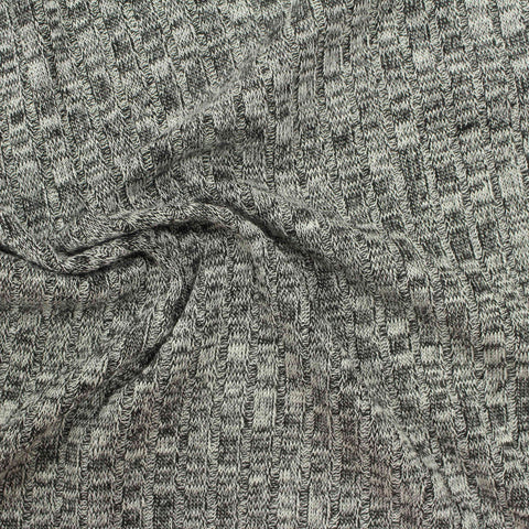 Black Marl Rib Knit, Viscose, 192 gsm
