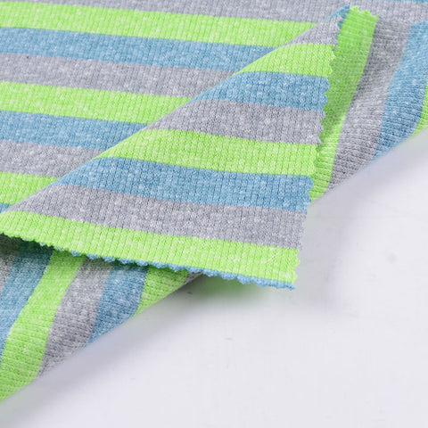 Grey Stripes Rib Knit, Cotton-Poly