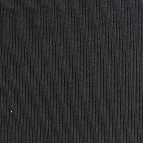 Viscose Stretch Rib Knit Fabric, 460 gsm, 125 cm — Black