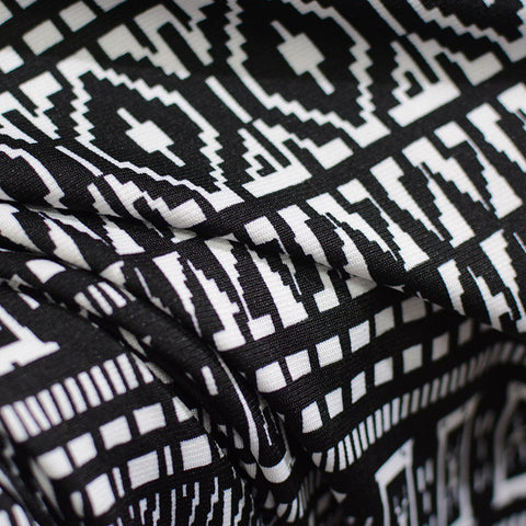 Black Geometric Knit, Polyester, 160 gsm