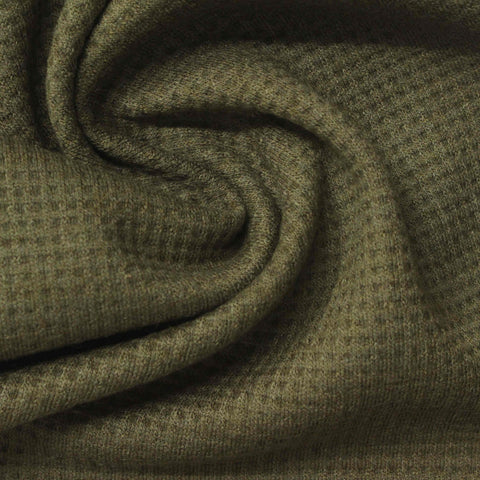 Viscose Polyester Blend Stretch Waffle Knit Fabric, 340 gsm, 150 cm — Khaki