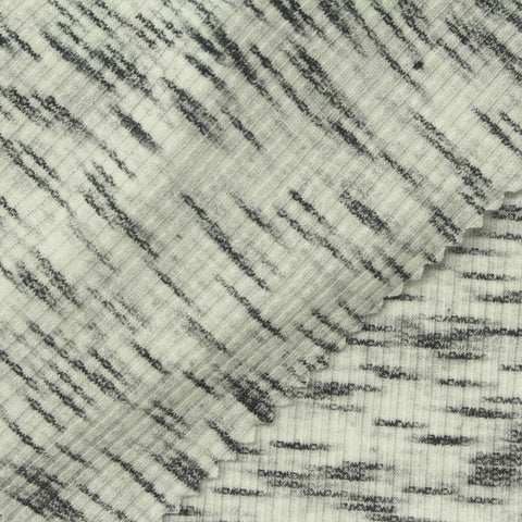 Dark Grey Abstract Rib Knit, Poly-Viscose, 235 gsm
