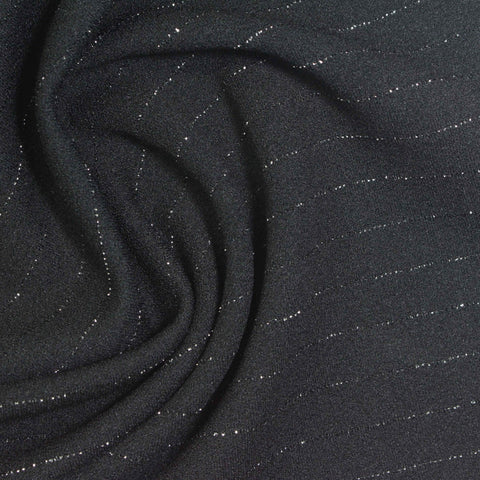 Black Horizontal-Stripe Scuba Knit, Polyester, 260 gsm