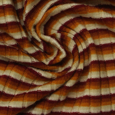 Cream Horizontal-Stripe Rib Knit, 210 gsm